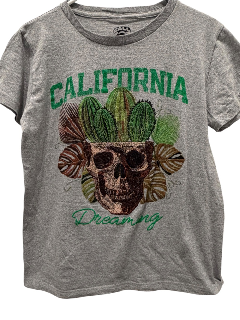 California Dreaming Skull Cactus Graphic Embroidered Tee